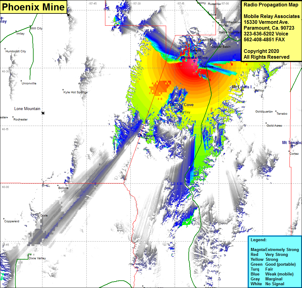 heat map radio coverage Phoenix Mine